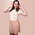 Camisola Camiseta Curta Estrelinhas e Xadrez Bege em Viscose com Elastano - Imagem 2