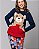 Pijama Feminino Inverno em Microsoft com Bolso Estampa Ursinhos Vermelho e Azul - Imagem 3