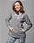 Pijama Feminino Inverno em Microsoft com Bolso Xadrez Cinza e Verde - Imagem 1