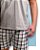 Pijama Masculino em Algodão Verão Cinza e Xadrez - Imagem 2