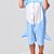 Pijama Fantasia Cosplay Kigurumi Algodão Curto Verão Infantil Baby Shark Azul - Imagem 3