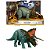TRICERATOPS MATTEL 2022 VERDE E LARANJA ROAR STRIKERS JURASSIC WORLD DOMINION RUGE E ATACA - Imagem 1
