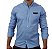 Camisa Social Sarja Masculina Gola Padre - Imagem 1