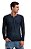 Camiseta henley portuguesa manga longa azul - Imagem 2