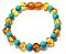 Pulseira de Ambar Mel com Turquesa 16cm - Imagem 2