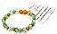 Pulseira de Ambar Mel com Turquesa 16cm - Imagem 1