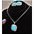 Conjunto de Colar e Brinco Banhado a Prata Com Pedras Truquesa Azul Cordão com Regulagem - Imagem 3