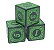 Conjunto de 3 Dados Verdes estilo Runas D6 - (lado 1,5cm) - Imagem 1