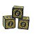 Conjunto de 3 Dados Amarelos estilo Runas D6 - (lado 1,5cm) - Imagem 1