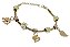 Pulseira Ajustável Dourada com Pingentes (Folhas da Sorte) 23cm - Imagem 2