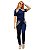 Conjunto de calça e blusa em malha crepe com elastano - AZUL MARINHO - Imagem 4