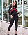 Conjunto de calça e blusa de manga longa em malha crepe com elastano - Preto com Vermelho - Imagem 6