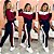 Conjunto de calça e blusa manga longa  em malha crepe com elastano - VERMELHO COM PRETO/BRANCO - Imagem 3