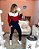 Conjunto de calça e blusa manga longa  em malha crepe com elastano - VERMELHO COM PRETO/BRANCO - Imagem 1