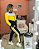 Conjunto de calça e blusa manga longa com zíper em malha crepe com elastano - Preto com Amarelo - Imagem 3