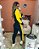 Conjunto de calça e blusa manga longa com zíper em malha crepe com elastano - Preto com Amarelo - Imagem 4