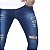 Calça Jeans Masculina Super Skinny zíper Escura Rasgada - Imagem 3