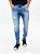 Calça Jeans Média Marmorizada Rasgada Masculina Super Skinny - Imagem 1
