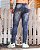 Calça Jeans Escura Rasgada Marmorizada  Masculina Super Skinny - REF A24 - Imagem 7
