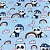 Tricoline Panda Azul tecido 100% Algodão 50cm x 1,40Largura - Imagem 2