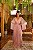 Vestido de festa em lurex com elastano , manga removível e fenda- Rose - Imagem 1