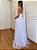 Vestido longo branco de noiva em tule com babados e gola alta - Imagem 6