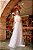 Vestido longo branco de noiva em tule com babados e gola alta - Imagem 1