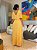 Vestido longo plissado e busto sobreposto - Amarelo - Imagem 2