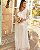 Vestido de noiva longo tule poá, com manga longa e decote em V - Imagem 1