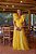 Vestido de festa hot pant, com decote em v e saia em camadas-Amarelo - Imagem 1