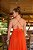 Vestido de festa em tule, com busto transpassado e frente única-Coral - Imagem 3