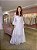 Vestido de noiva  em chiffon, manga longa e decote em v - Imagem 2