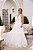 Vestido de noiva  longo, em tule de poá, com decote V e saia em camadas - Imagem 1