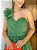 Vestido de festa em tule com brilho, nula manga e busto drapeado-Verde oliva - Imagem 2