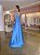 Vestido de festa em zibeline, com decote em v e alças largas-  Azul serenity - Imagem 4