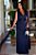 vestido de festa em lurex, com decote v e capa - Azul Marinho - Imagem 3