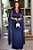 vestido de festa em lurex, com decote v e capa - Azul Marinho - Imagem 1