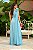 Vestido de festa longo com capa - Azul Claro - Imagem 2