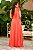 Vestido de festa longo com capa plus size - Coral - Imagem 2