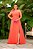 Vestido de festa longo com capa plus size - Coral - Imagem 1