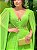 Vestido de festa longo, com bordado em pedraria e capa - Verde Claro - Imagem 4