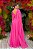 Vestido de festa longo, com drapeado no busto, bordado em pedraria - Rosa Pink - Imagem 3