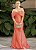 Vestido de festa longo, sereia em zibeline - Coral - Imagem 1