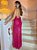 Vestido de festa longo de paetê, com alça ajustável, recorte na cintura - Pink - Imagem 4