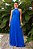 Vestido de festa longo, frente única com saia plissado - Azul Royal - Imagem 1