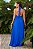 Vestido de festa longo, frente única com saia plissado - Azul Royal - Imagem 2