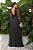Vestido de festa em musseline, com manga longa e decote em v - Preto - Imagem 3