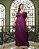 Vestido de festa longo plus size, em paetê com decote v e detalhe nas costas - Roxo - Imagem 1