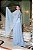 vestido de festa em lurex plus size, com decote v e capa - Azul serenity - Imagem 4
