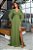 Vestido de festa longo, no musseline, com recorte na cintura - Verde Oliva - Imagem 2
